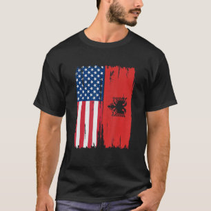 USA Albania Half american Flag Roots T-Shirt