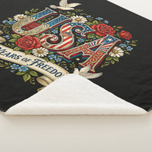 USA America 1776-2026 250 Years Freedom Sherpa Blanket