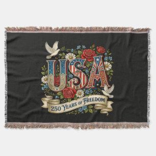 USA America 1776-2026 250 Years Freedom Throw Blanket