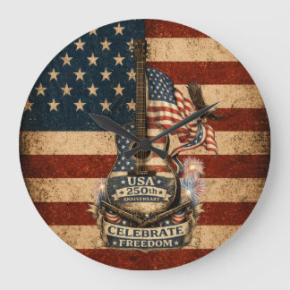 USA America 250th Anniversary Retro Vintage Large Clock