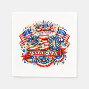 USA America 250th Anniversary Watercolor Patriotic Napkin