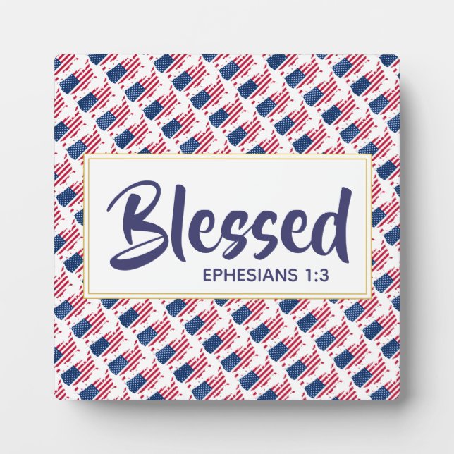 USA AMERICA Blessed Christian Scripture Ephesians Plaque (Front)