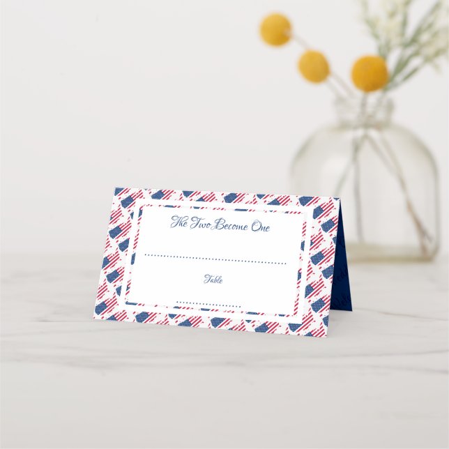 USA AMERICA Customised Wedding Celebration Place Card (Front)