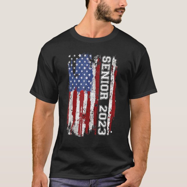 Usa America Flag American 4th Of July Senior 2023 T-Shirt (Front)