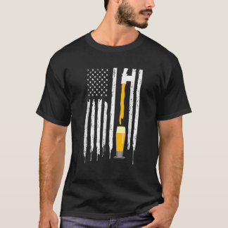 USA America Flag Beer Glass Alcohol T-Shirt