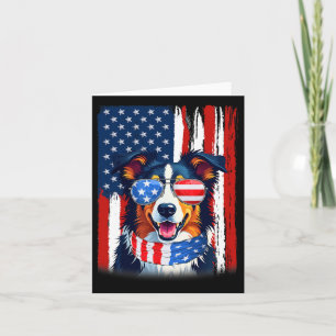 Usa America Flag Border Collie Dog 4th Of July Pat Card