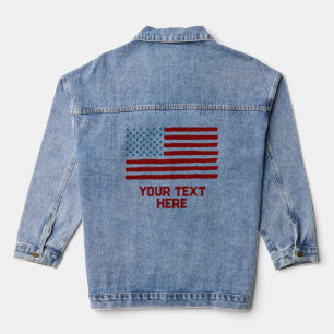 USA America Flag Editable Personalised Custom Text Denim Jacket