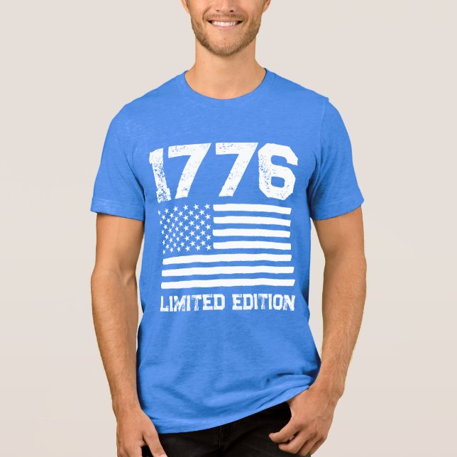 USA America Flag Editable Personalised Custom Text Tri-Blend Shirt (Front)