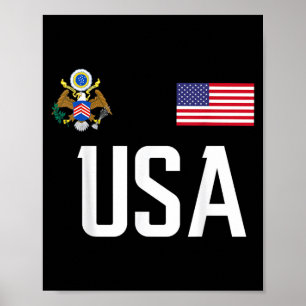 Usa America Flag Football Soccer Fan Men Women Kid Poster