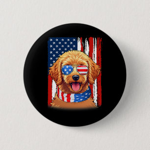 Usa America Flag Goldendoodle Dog 4th Of July Patr 6 Cm Round Badge