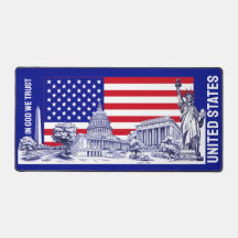 USA America Flag Monument Illustration Souvenir