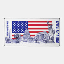 USA America Flag Monument Illustration Souvenir
