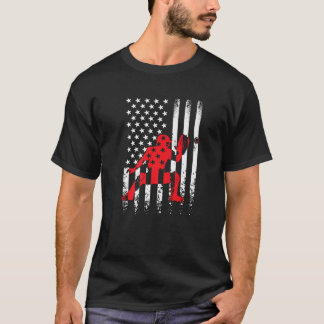 USA America Flag Patriot Baseball Catcher Player 4 T-Shirt