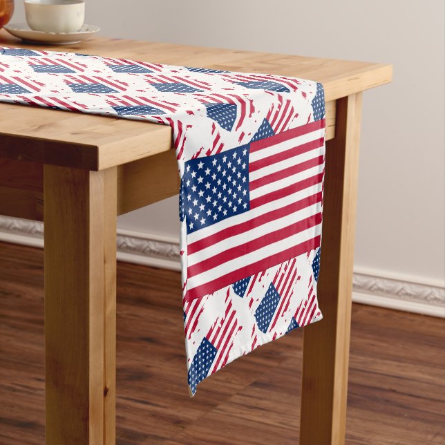USA AMERICA Flag Patriotic Short Table Runner (In Situ)