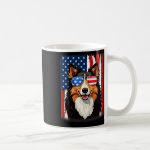 Usa America Flag Rough Collie Dog 4th Of July Patr Coffee Mug
