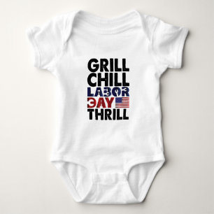 Usa America Grill Chill Labour Day Thrill BBQ Part Baby Bodysuit
