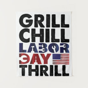 Usa America Grill Chill Labour Day Thrill BBQ Part Tapestry