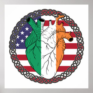 USA America US United States Irish Ireland Poster