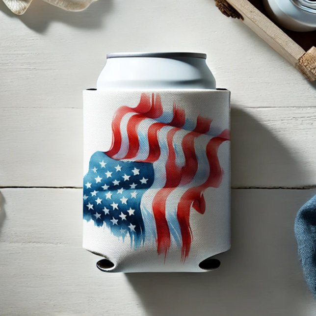 USA Americal Flag Stars & Stripes Can Cooler (American flag can cooler by Victoria Grigaliunas Do Tell A Belle)