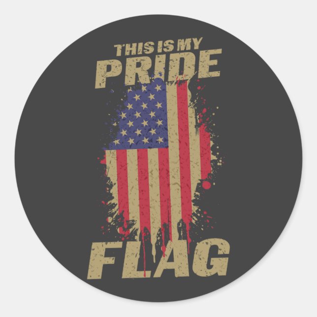 USA American 4th of July Patriotic Pride Flag Classic Round Sticker (Front)