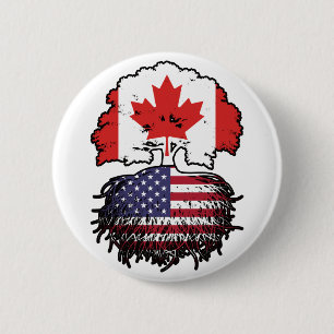 USA American Canadian Canada Tree Roots Flag 6 Cm Round Badge