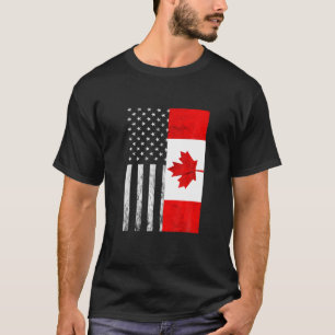 USA American Canadian Vintage Flag Canadian Roots T-Shirt