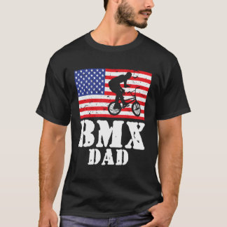 Usa American Distressed Flag Bmx Dad Men Gift For  T-Shirt