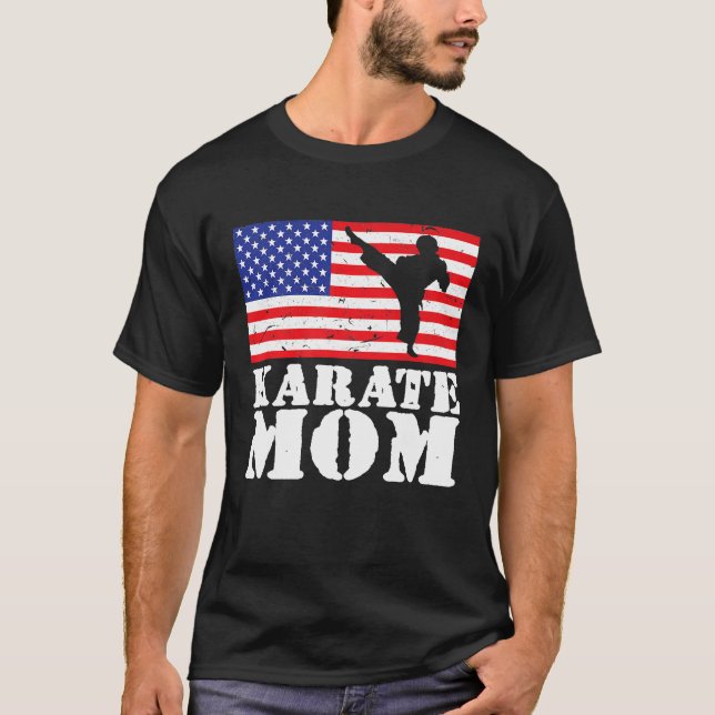 Usa American Distressed Flag Karate Mum Women For  T-Shirt (Front)