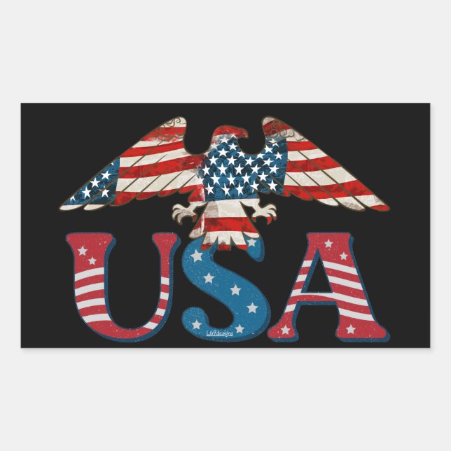 USA AMERICAN EAGLE                                 RECTANGULAR STICKER (Front)