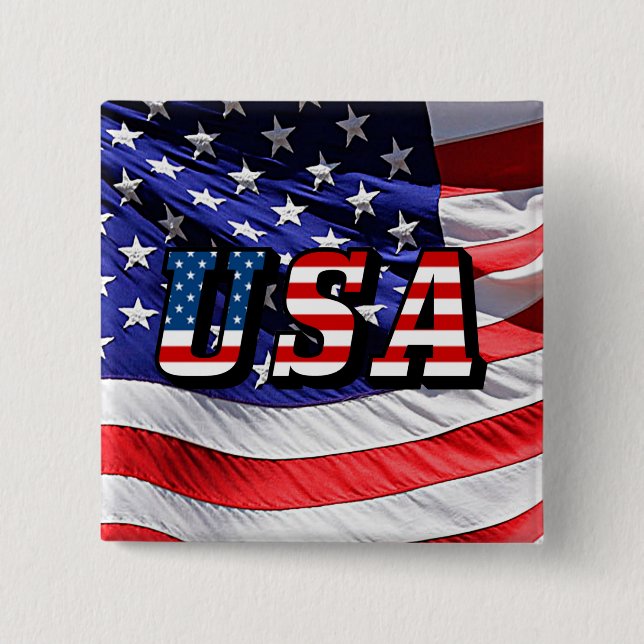 USA - American Flag 15 Cm Square Badge (Front)