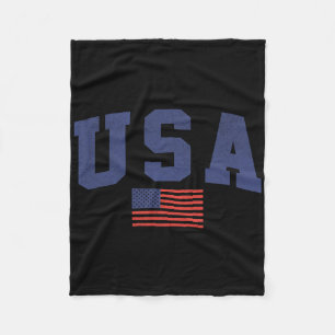 Usa American Flag 4th Of July Americana Bold Blue Fleece Blanket