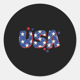 Usa American Flag 4th Of July Men Women Kid Boy Gi Classic Round Sticker