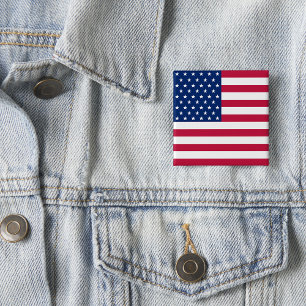 USA American Flag 4th of July Patriotic Election 15 Cm Square Badge