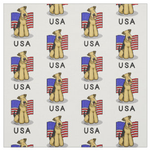 USA American Flag Airedale Terrier Dog - Cute Fabric