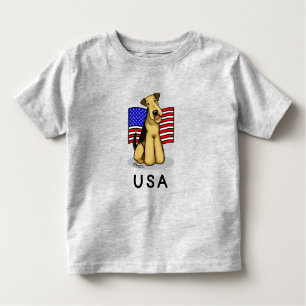 USA American Flag Airedale Terrier Dog - Cute Toddler T-Shirt