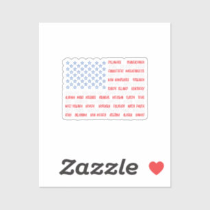 USA American Flag All 50 State Names