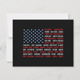 USA American Flag All 50 State Names