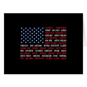 USA American Flag All 50 State Names
