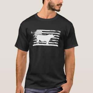 USA American Flag America Cow Black Angus Rancher T-Shirt