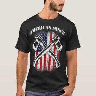 USA American Flag American Miner  T-Shirt