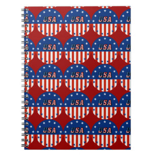 USA - American Flag and Stars in Circle Spiral Notebook