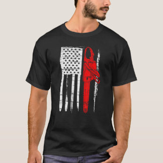 Usa American Flag Arborist Chainsaw Lumberjack Log T-Shirt