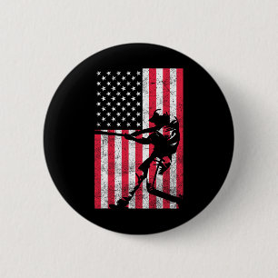 Usa American Flag Baseball Red White Blue 4th Of J 6 Cm Round Badge