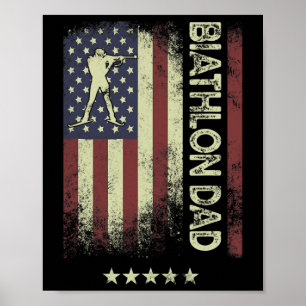 Usa American Flag - Biathlon Dad Poster