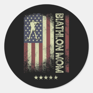 Usa American Flag - Biathlon Mum 1  Classic Round Sticker