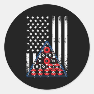 Usa American Flag Billiard Pool Player 4Th Of July Classic Round Sticker