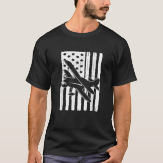 USA American Flag Biplane Lovers Aviation Party Th T-Shirt