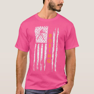 Usa American Flag Boxing Silhouette Boxer Distress T-Shirt