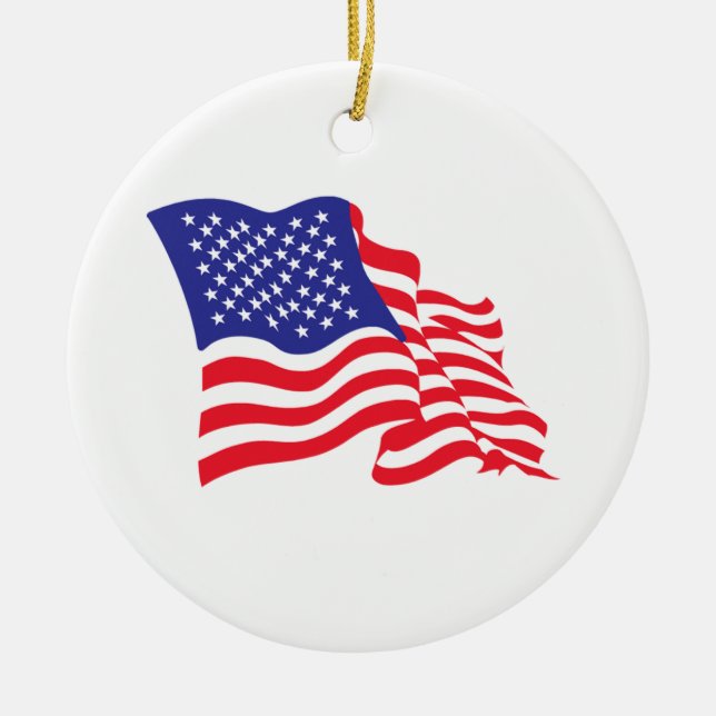 USA/American Flag Ceramic Tree Decoration (Front)