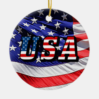 USA - American Flag Ceramic Tree Decoration